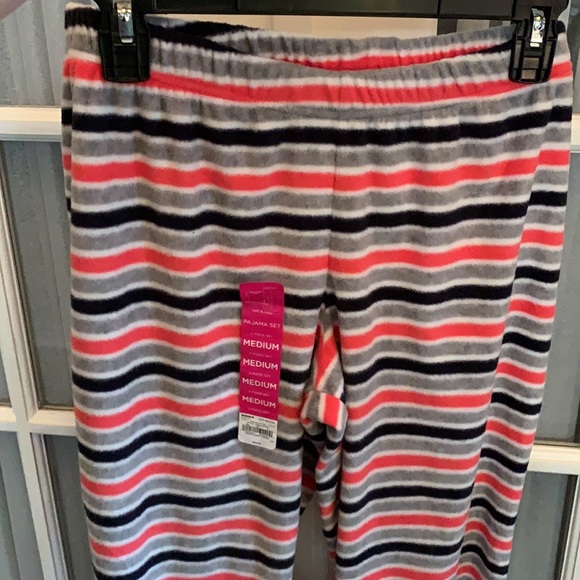 SO gray/black/coral striped soft and comfy fleece pajama pants - Picture 5 of 13